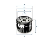 UFI 23.118.00 Filtro olio per RENAULT 5 (122) 4 (112) 4 Kasten (R21, R23) 12