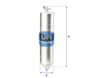 UFI filtro auto a cartuccia diametro 55 mm altezza 263 mm 3185704