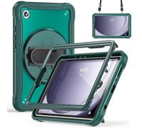 UFinetech Cover per Samsung Galaxy Tab A9 8.7" 2023, Custodia Protettiva Rigida e TPU Anticaduta SM-X110/X115/X117, Supporto 360°, Cinturino Rotante, Portapenna Integrato, per Uomo e Donna - Verde