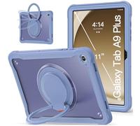 UFinetech Custodia per Samsung Galaxy Tab A9+ 11" 2023 - Cover Protettiva Ibrida SM-X210/X216/X218, Supporto Rotante 360°, TPU Antishock, Tracolla, Portapenna, per Bambini e Adulti, Robusta, Grigio
