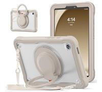 UFinetech Custodia per Samsung Galaxy Tab A9 8.7" 2023 - Cover Protettiva Ibrida SM-X110/X115/X117, Supporto Rotante 360°, TPU Antishock, Tracolla, Portapenna, per Bambini e Adulti, Robusta, Cachi