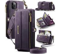 UFinetech Custodia Portafoglio A Tracolla Con Protezione RFID, Compatibile Con iPhone 11 Pro, Cover In Pelle PU Con Porta Carte E Tasca Zip Per Utilizzo Quotidiano E Mani Libere, Viola