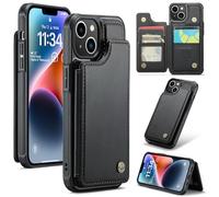 UFinetech Custodia Portafoglio per iPhone 14 - Pelle PU con Blocco RFID, Tasche per Carte, Chiusura Magnetica, Supporto Video, Protezione Fotocamera, Nero