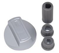 Ufixt Manopola di controllo universale per fornello, quadrante di ricambio argento, include 3 adattatori per tutte le dimensioni del mandrino, compatibile con AEG Beko Bosch