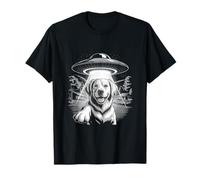 UFO Abduction Divertente Cane Golden Retriever Maglietta