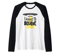UFO Alien Abduction Beam Divertente Voglio Credere Maglia con Maniche Raglan
