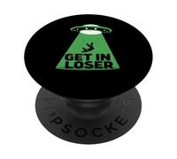 UFO Alien abduction get in loser PopSockets PopGrip Adesivo