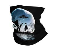 UFO Alien And Bigfoot Moon2 Ghetta Sportiva Passamontagna Elastico Bandana per Pesca attività Adulto 26X30CM