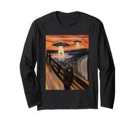 UFO Alien Fun Urlando Cat Art Parodia Maglia a Manica