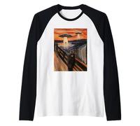 UFO Alien Fun Urlando Cat Art Parodia Maglia con Maniche Raglan
