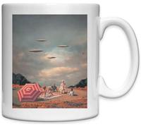 UFO Alien Invasion Retro Style Vintage Poster Tazza in ceramica bianca bianca