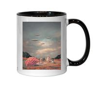 UFO Alien Invasion - Tazza da tè e caffè in stile retrò, in ceramica, colore: nero