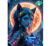 UFO Alien Princess Kitty and the Fiery Moon Over Earth