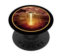 UFO alieno epico su una città PopSockets PopGrip Adesivo