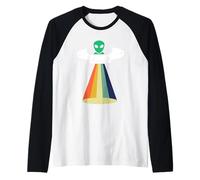 UFO Astronave Alien Abduction, Fun Retro Area 51 UAP ET Regalo Maglia con Maniche Raglan