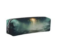 UFO at Night - Astuccio unisex con stampa, per uso quotidiano, ufficio, viaggi, elegante organizer per cancelleria, Argento, One Size, Organizer per borse