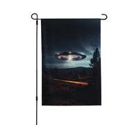 Ufo At Night - Bandiere da giardino, 28 x 40 cm, double face, bandiere da giardino per esterni, bandiere da giardino per vacanze