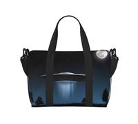 UFO at Night - Borsa a tracolla da viaggio, 41 cm x 29 cm x 15 cm, borsa da viaggio con fondo sedia, borsa da cabina, borsa per la notte, borsa tote unisex, Nero , Taglia unica