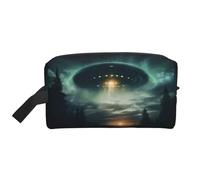 UFO at Night Borsa da toilette con stampa per donne e uomini, borsa da viaggio per trucchi di grande capacità