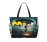 UFO at night - Borsa da viaggio con stampa, per spiaggia, viaggi, vacanze estive, escursioni, campeggio, attività all'aperto