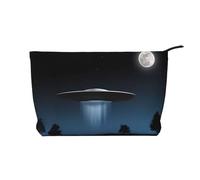UFO at Night - Borsa per il trucco in velluto a coste con chiusura a cerniera, multifunzione, 22 x 7 x 17 cm, per viaggi, campeggio, vacanze, fitness, Nero , Taglia unica