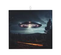 UFO At Night - Tappetino scolapiatti per cucina, assorbente, riutilizzabile, lavabile con antiscivolo