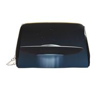 UFO at Night - Trousse in pelle con chiusura a cerniera, portatile, impermeabile, per casa, viaggi, per organizzare articoli da toeletta, bianco, Taglia unica