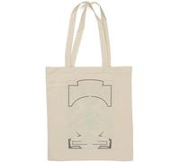 UFO Attack Flying Saucers Retro Art Natural Cotton Tote Bag Bianco