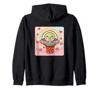 UFO Bubble Tea Lover Simpatico Anime Kawaii Rainbow Felpa con Cappuccio