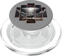 UFO che rapisce la mucca | Immagine della nave spaziale aliena che irradia la mucca PopSockets PopGrip per MagSafe