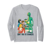 UFO classico con alieni verdi che volano sopra la città Maglia a Manica