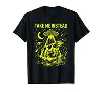 UFO Cow Abduction Take Me Instead Funny Retro Sci-Fi Alien Maglietta
