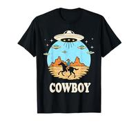 UFO Cowboy Arte Cosmica Sci-fi Retro Spazio Western Vintage Maglietta