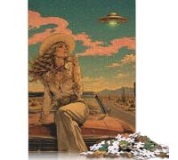 UFO Cowgirl Strada nel deserto Puzzle 1000 Pezzi, Gioco Puzzle