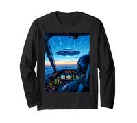 UFO da Un Jet Cockpit Alieno Vintage l'ignoto Maglia a Manica