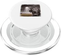 UFO Distressed Black Labrador Selfie With Invasion Alien Pun PopSockets PopGrip per MagSafe
