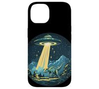 UFO divertente che irradia un dinosauro per divertimento spaziale preistorico Custodia per iPhone 14