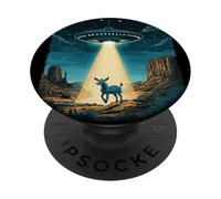 UFO divertente trasmette un asino alieno per la gioia cosmica PopSockets PopGrip Adesivo