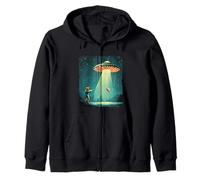 UFO divertente trasmette un pesce per avventure cosmiche Felpa con Cappuccio