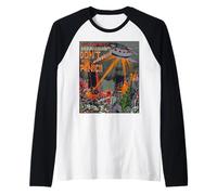 UFO Flying Saucer Invasion 1950 Sience Fiction Abduction Maglia con Maniche Raglan