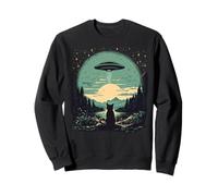 UFO Gatto Alieno Rapimento Foresta Tramonto Felpa