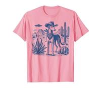 UFO Greyhound Western Alien Vintage Anni '90 Whippet Cowboy Dog Maglietta, Uomo, Rosa, L