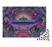 UFO in Psychedelic Garden Puzzle Impossibili 1000 Pezzi Decorazione Per La Casa. Rilassamento E Intelligence Per Adulti E Ragazzi Da 14 Anni 38x26cm/1000pcs