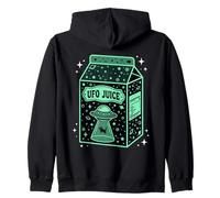UFO Juice Retro Cat Abduction Alien Space Milk Cosmos Felpa con Cappuccio
