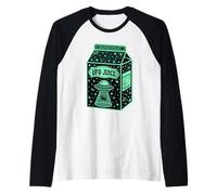 UFO Juice Retro Cat Abduction Alien Space Milk Cosmos Maglia con Maniche Raglan