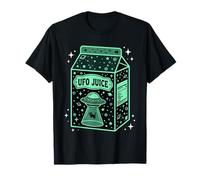 UFO Juice Retro Cat Abduction Alien Space Milk Cosmos Maglietta