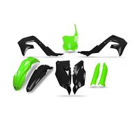 Kit In Plastica UFO Nero E Verde Fluo, Kawasaki KXF Per Moto Ricambi