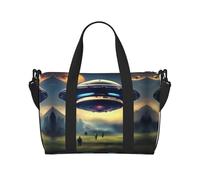 UFO Landing - Borsa da viaggio a tracolla, adatta per lavoro, viaggi, fitness, turismo, borsa casual da donna con cerniera, nera, taglia unica