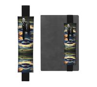UFO Landing - Portapenne regolabile in pelle per quaderni, calendari, tablet, segnalibro e portapenne con fascia elastica