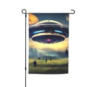 UFO Landing Print Bandiera da giardino 30,5 x 45,7 cm - Bandiere stagionali su entrambi i lati, per cortile, portico, decorazione per feste